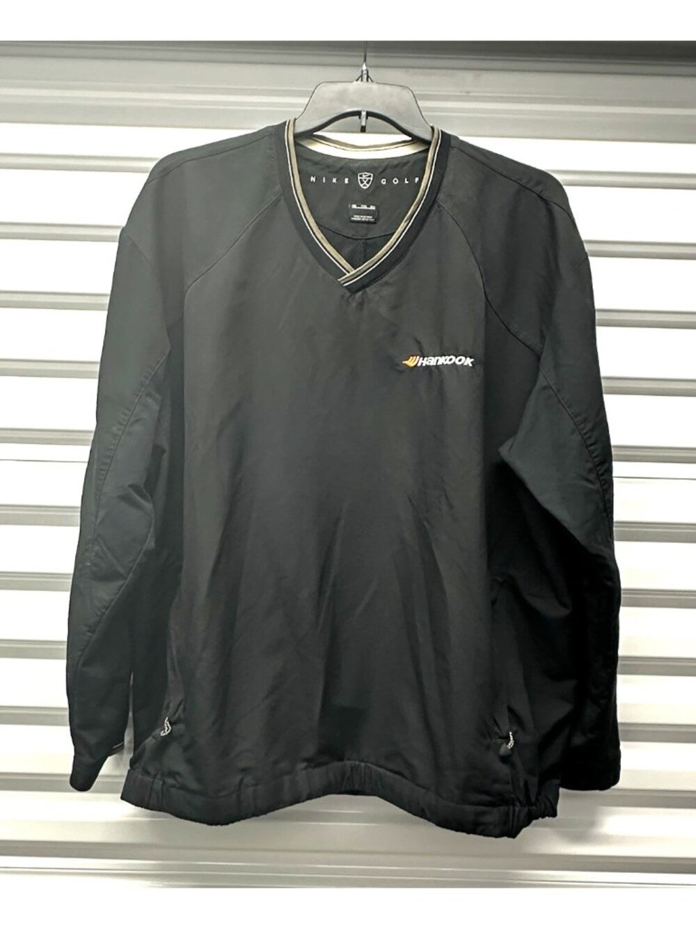Nike Golf Hankook Shirt Pullover Windbreaker XXL Black Two Pockets V-Neck